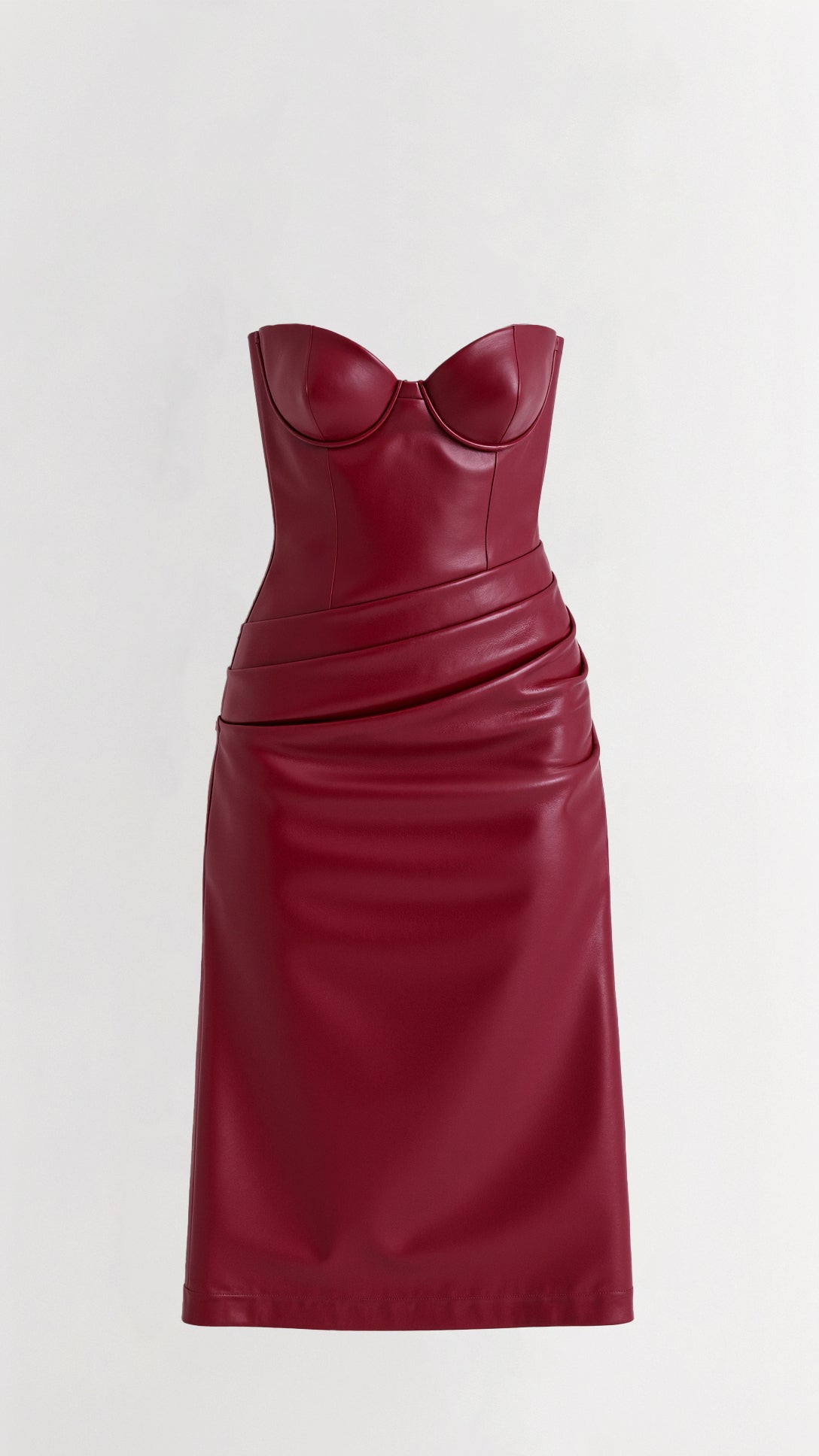 Elara Vegan Leather Midi Dress